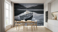Peaks scenery sits in the Kitchen and dining room as a still grayscale wall mural moment.