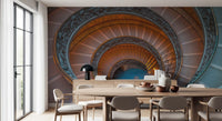 Adding vertical pull to a dining room, the Bramante Ascent wall mural opens the space.