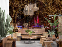 Late hours of the Radio City Night Glow wall mural cool a Dining area with city twinkle