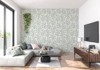 Each leaf cluster sits at a different opacity in this Painted Coraline wallpaper detail.