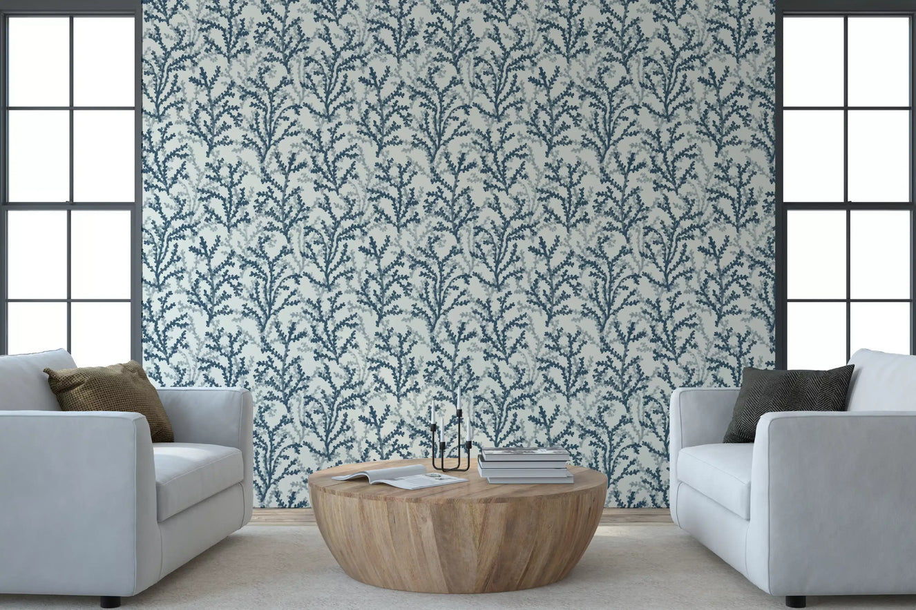 Painted Coraline Indian Teal Wallpaper⁠