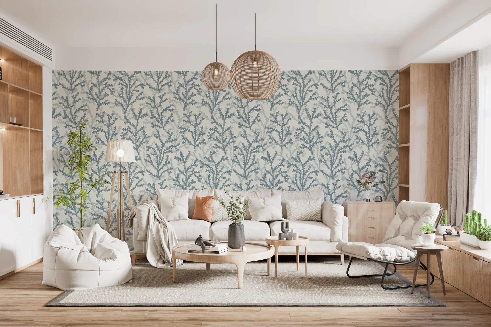 lounge areas feature the detailed Coraline wallpaper pattern.