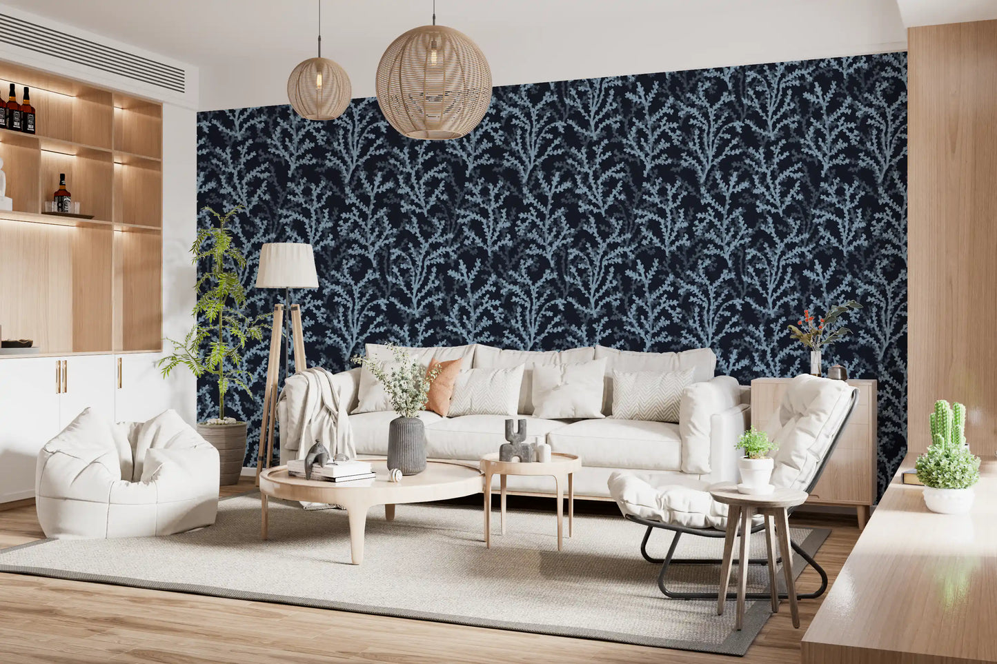 stretching aquatic marine stems shape the entire Dreaming wallpaper layout