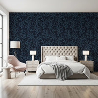 The Coraline wallpaper features layered navy coral throughout.
