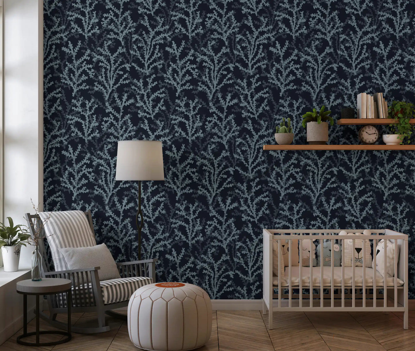 Painted Coraline Slate Gray Dark Wallpaper⁠