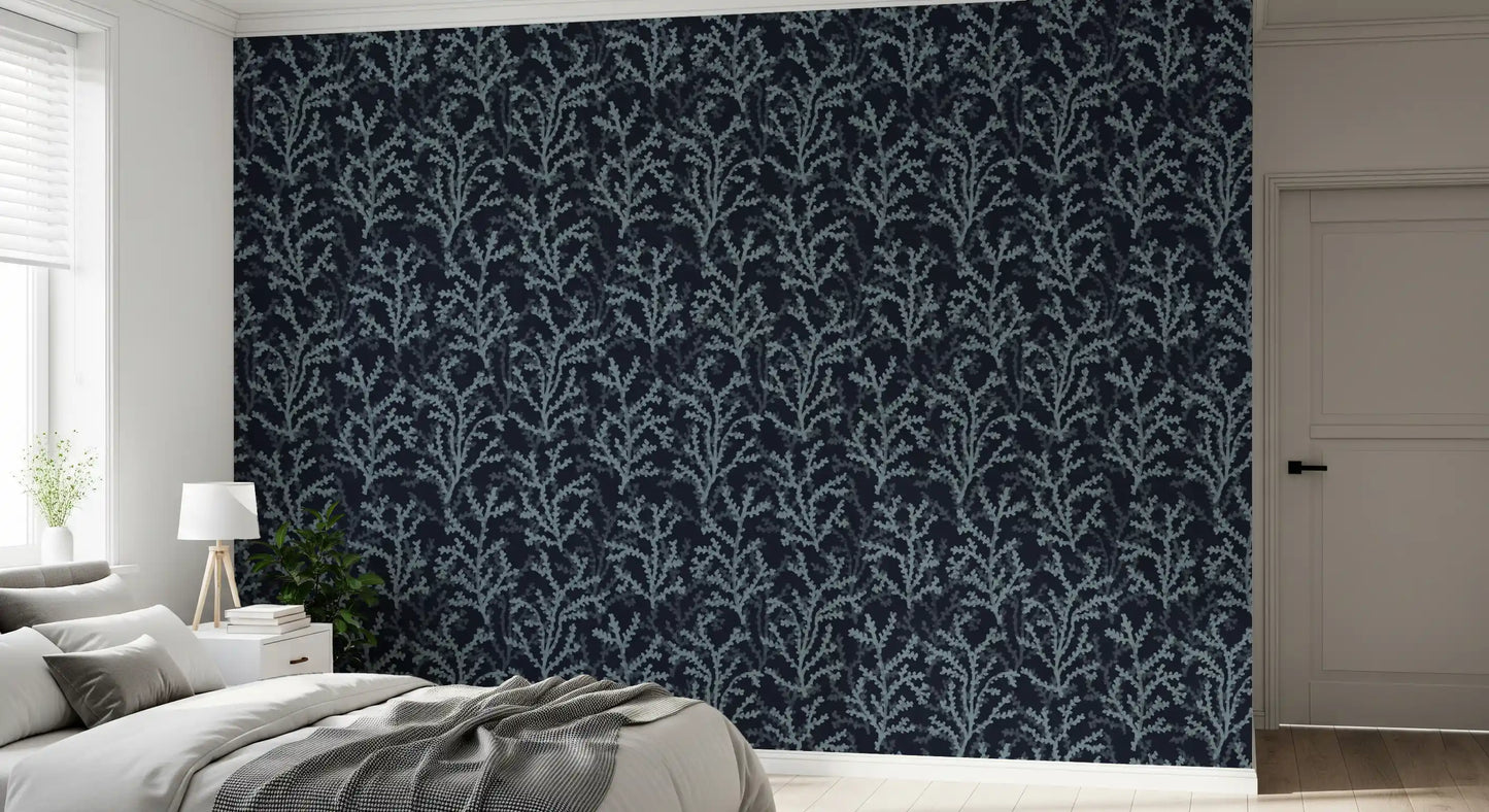 Painted Coraline Slate Gray Dark Wallpaper⁠