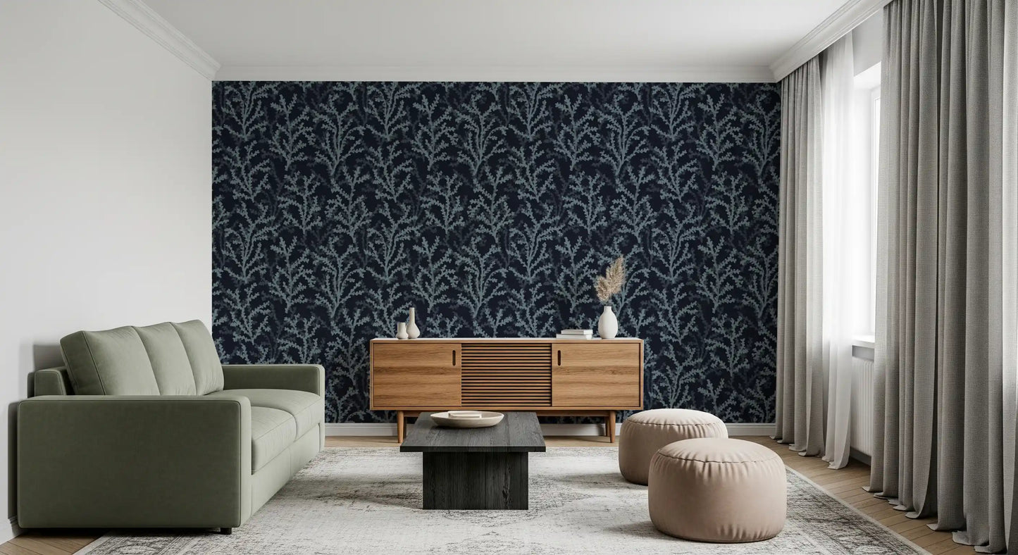Painted Coraline Slate Gray Dark Wallpaper⁠