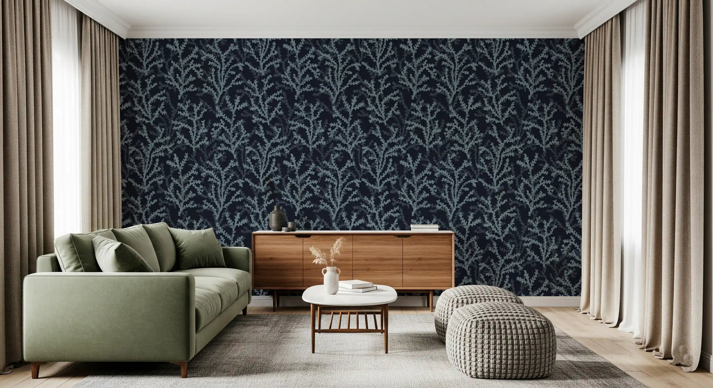 Painted Coraline Slate Gray Dark Wallpaper⁠