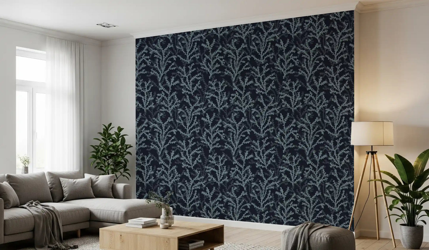 Painted Coraline Slate Gray Dark Wallpaper⁠