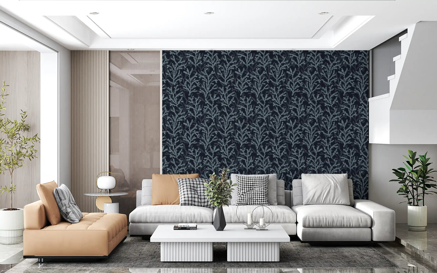 Painted Coraline Slate Gray Dark Wallpaper⁠