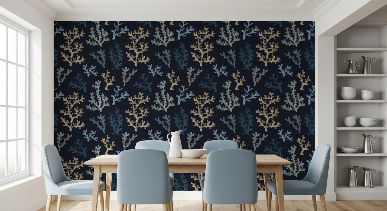 Painted Corals Dark Wallpaper⁠