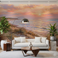 Colorful sea oats sway delicately across the Dune Serenity at Golden Hour Wall Mural