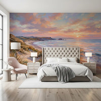 Calm waves wash onto the sandy shore in our unique Hour wall mural.