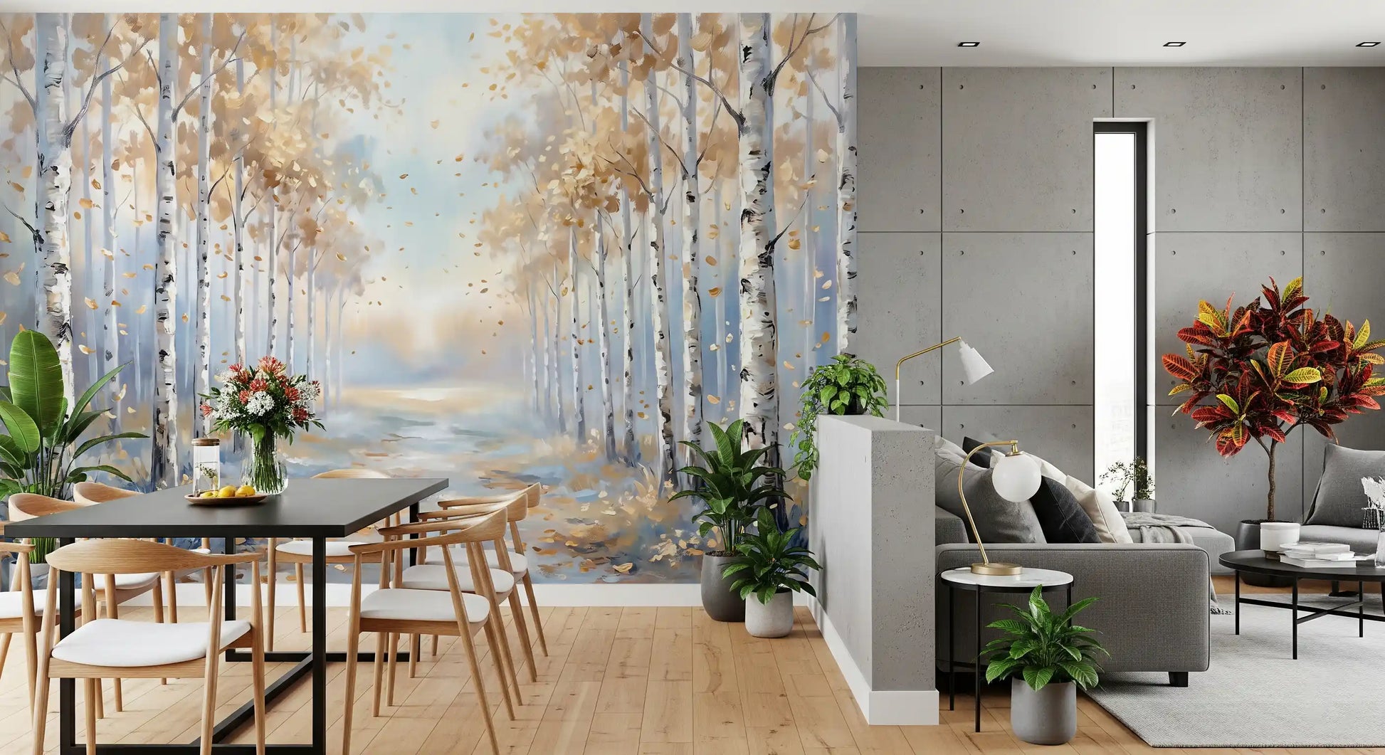 The central dirt trail draws the eye deep into the peaceful Path wall mural graphic.
