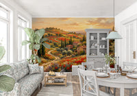 Red poppies and wildflowers covering hillside on Kitchen and dining wall mural