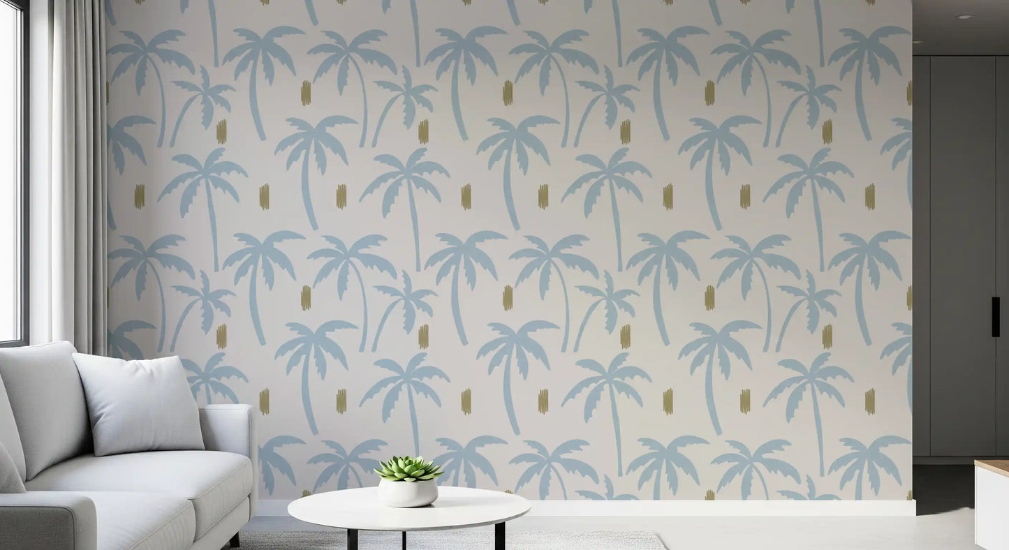Light Blue Palm Tree Wallpaper Boho Coastal Wallpaper⁠