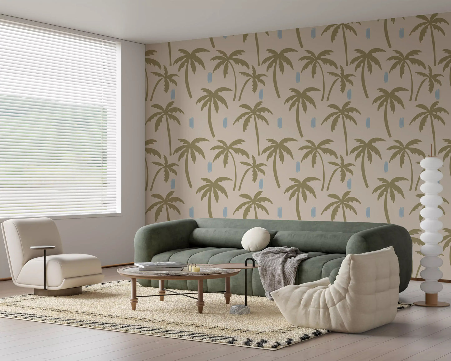 Olive Green Palm Tree Wallpaper Boho Coastal Wallpaper⁠