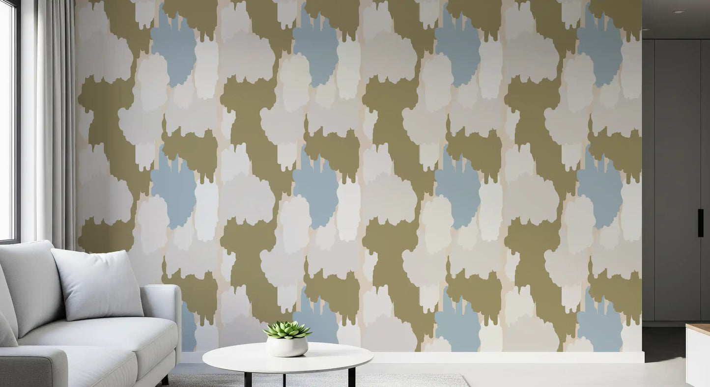 Olive Green Abstract Wallpaper Boho Coastal Wallpaper⁠