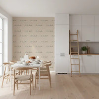Sand Wave Wallpaper with flowing line motifs on a soft beige background