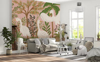 Nature wall mural featuring Graceful Egrets and a serene botanical landscape