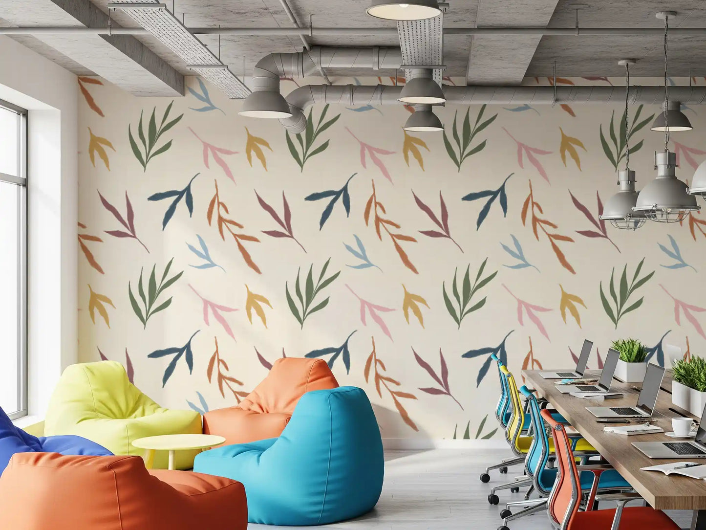 Tropical Painted Leaves Wallpaper⁠
