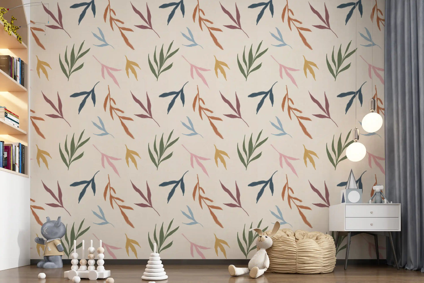 Tropical Painted Leaves Wallpaper⁠