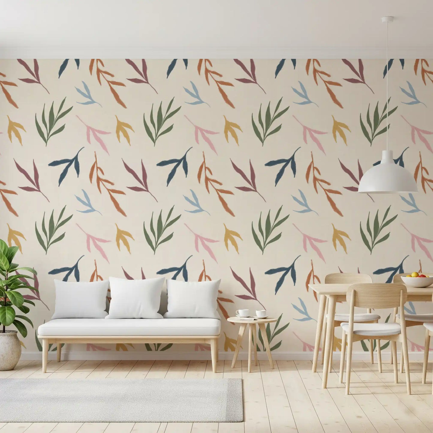 Tropical Painted Leaves Wallpaper⁠