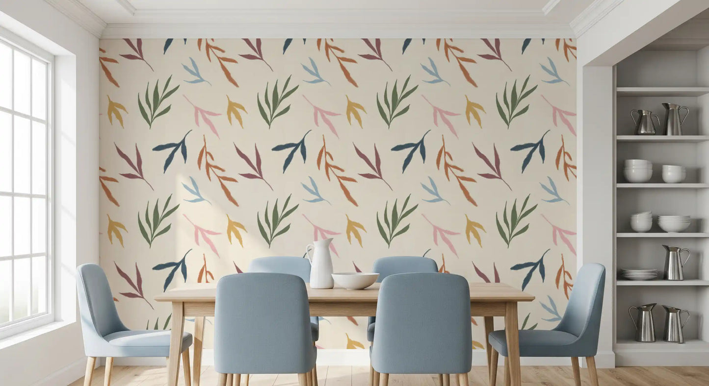 Tropical Painted Leaves Wallpaper⁠