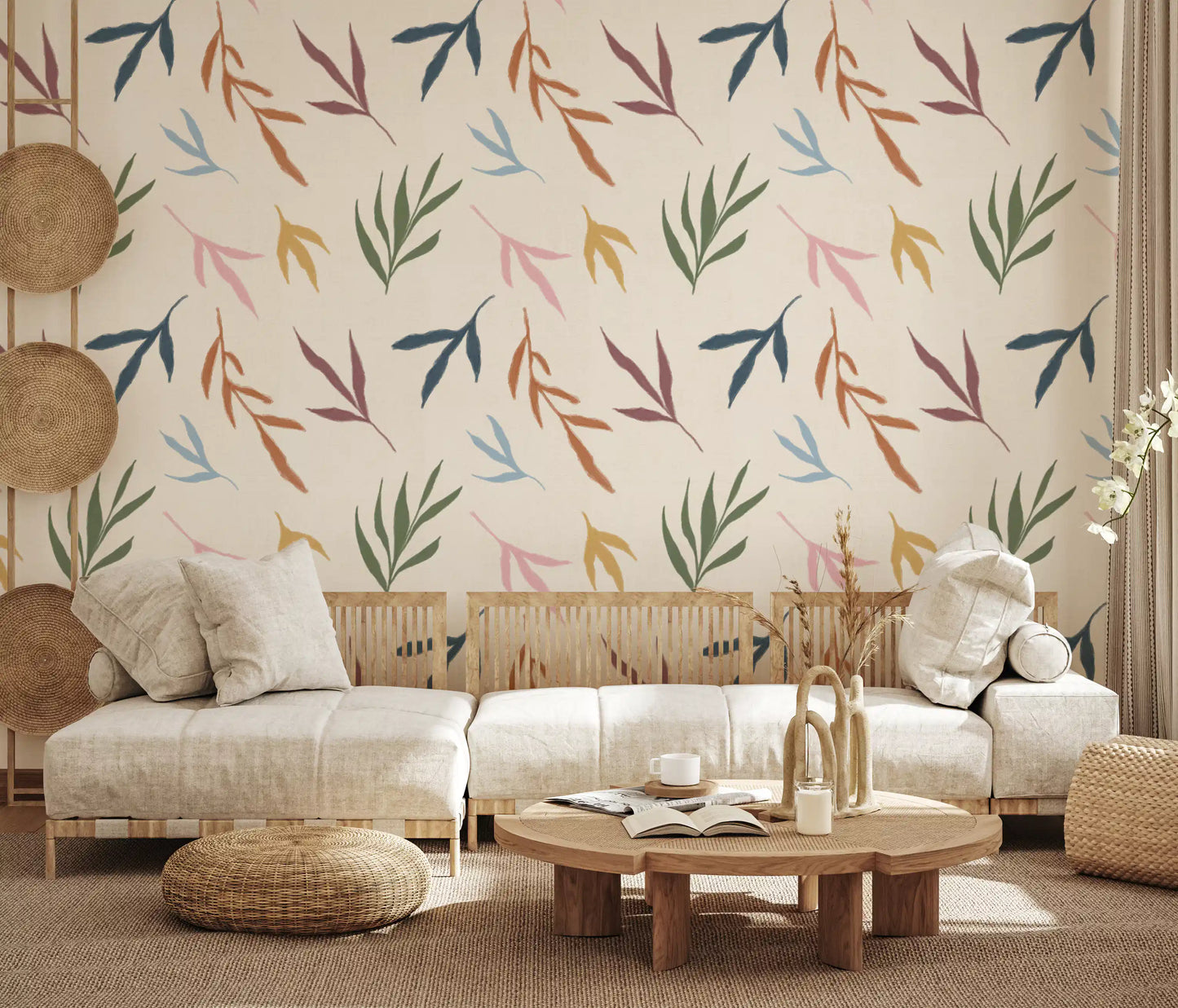 Tropical Painted Leaves Wallpaper⁠