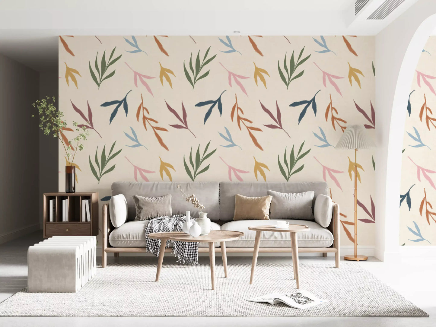 Tropical Painted Leaves Wallpaper⁠