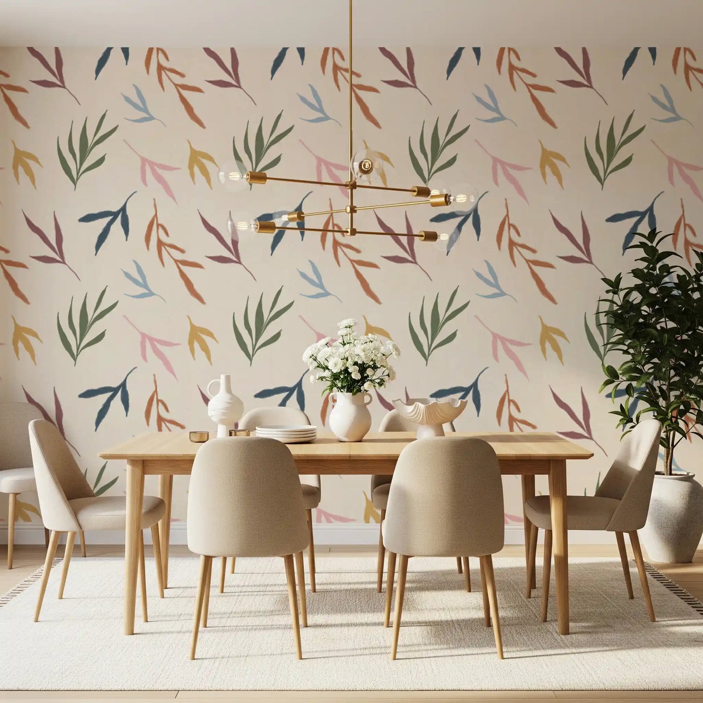 Tropical Painted Leaves Wallpaper⁠
