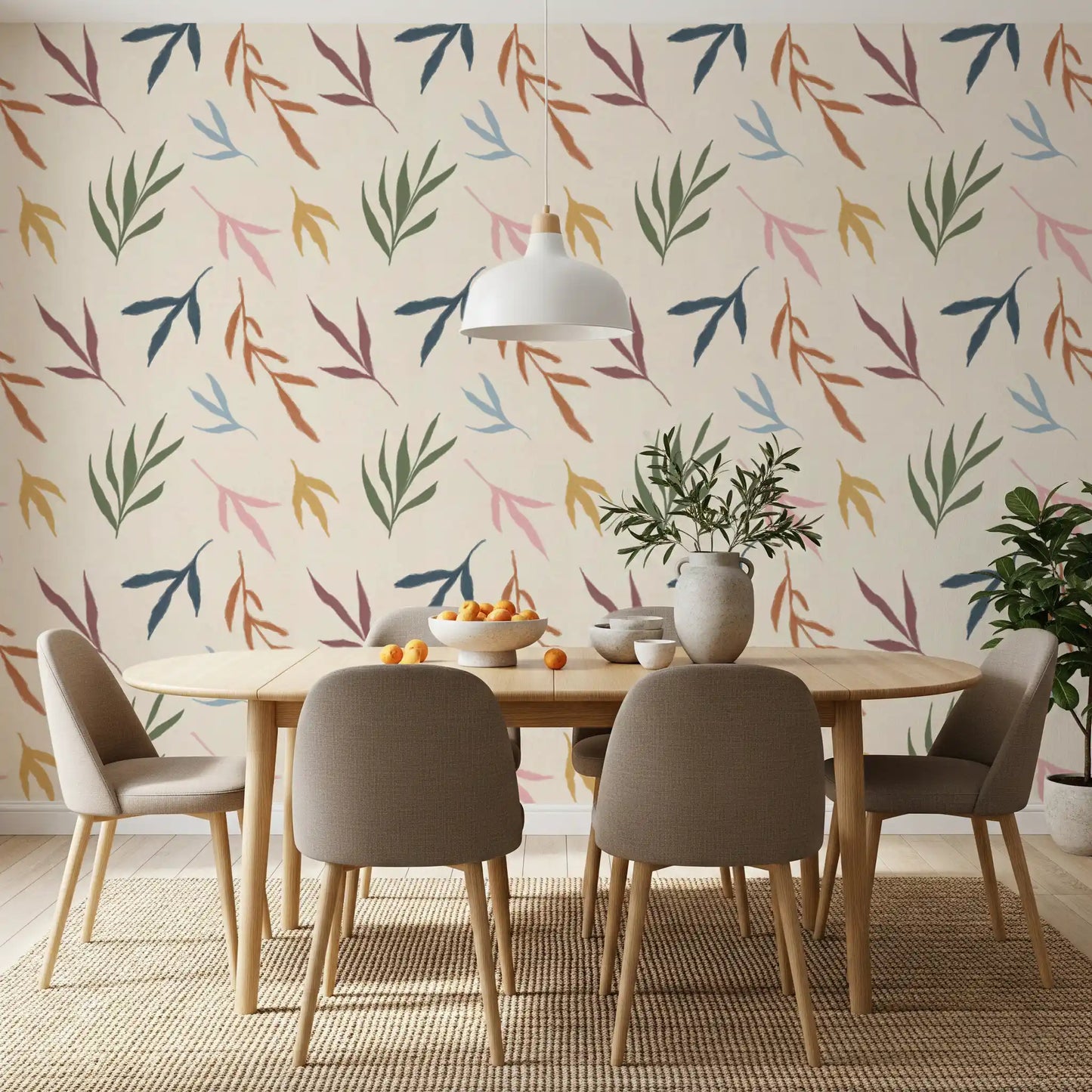 Tropical Painted Leaves Wallpaper⁠