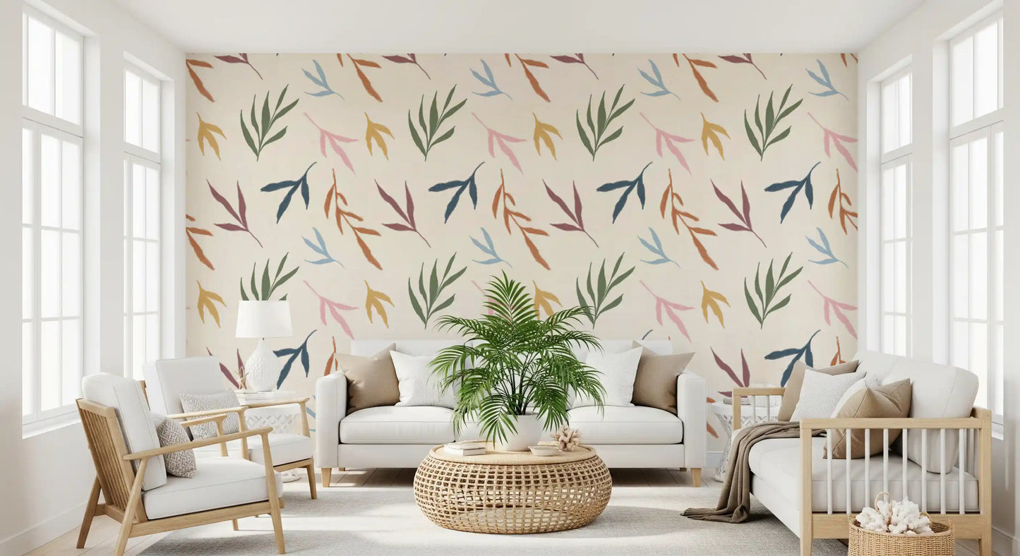 Tropical Painted Leaves Wallpaper⁠
