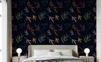Bedroom wallpaper featuring Tropical Leaves Wallpaper in rich tones