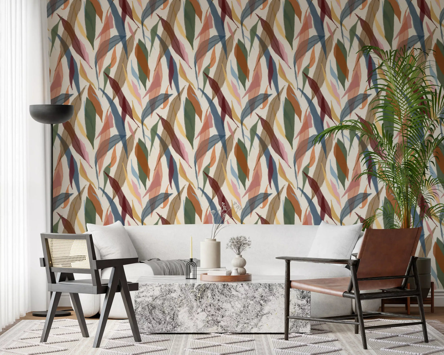 Tropical Painted Foliage Wallpaper⁠