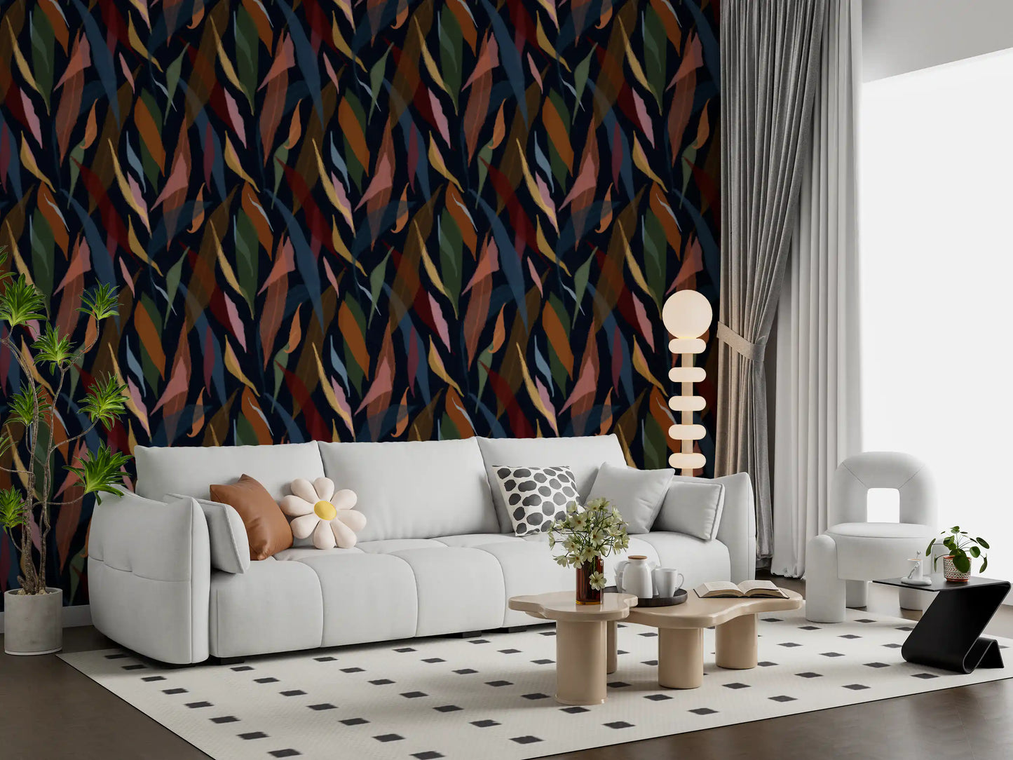 Tropical Painted Foliage Dark Wallpaper⁠