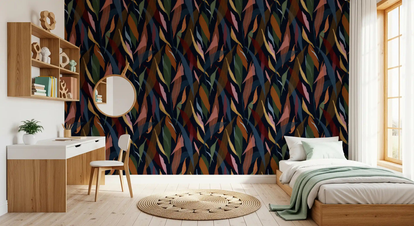 Tropical Painted Foliage Dark Wallpaper⁠