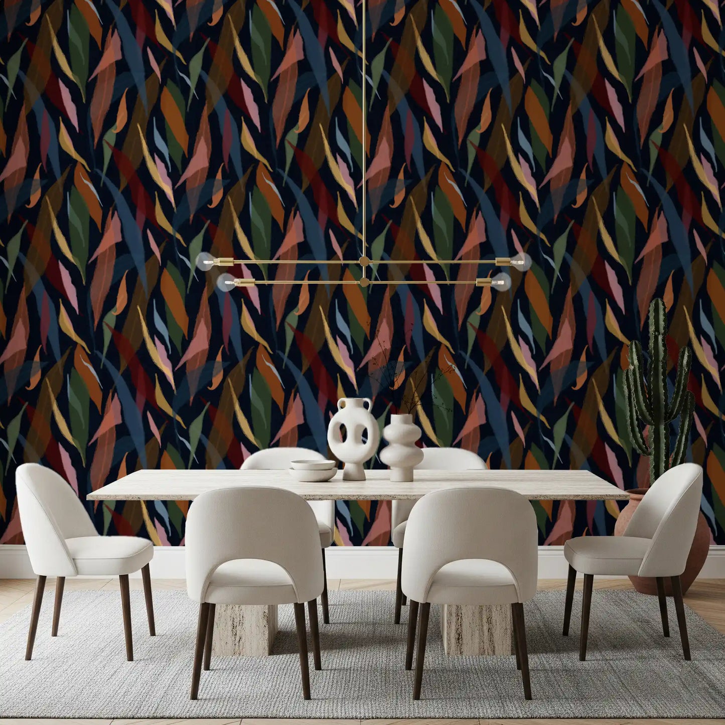 Tropical Painted Foliage Dark Wallpaper⁠