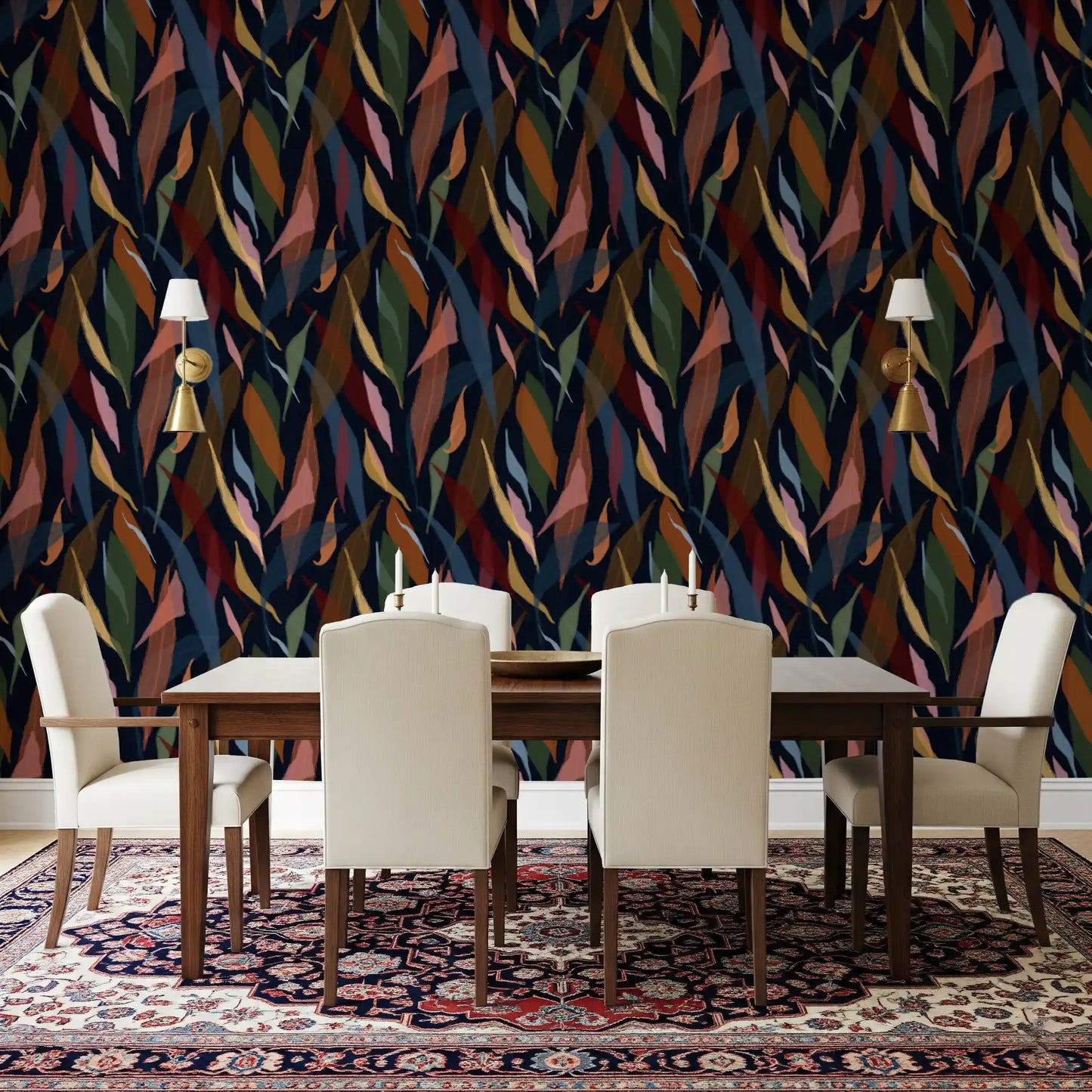 Tropical Painted Foliage Dark Wallpaper⁠