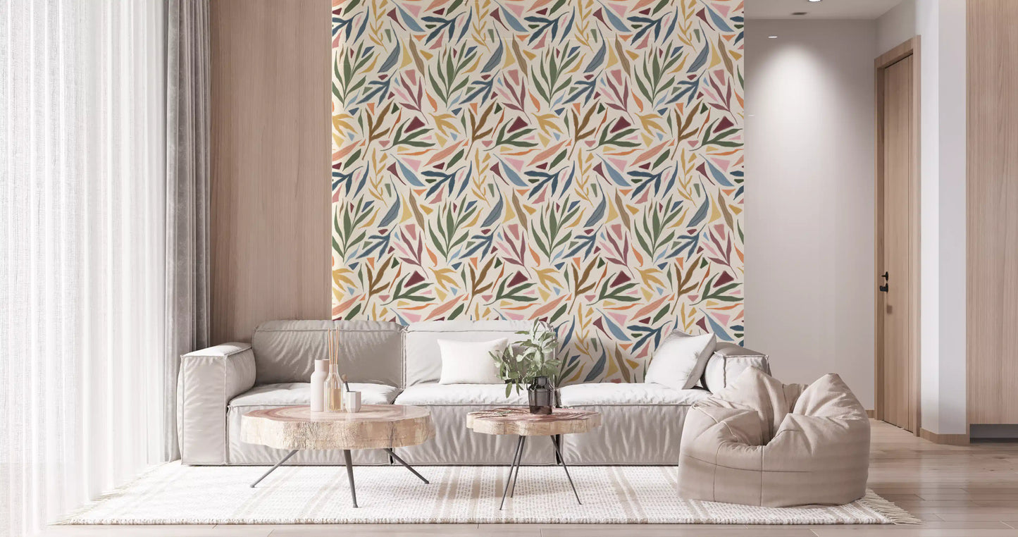 Tropical Painted Collage Wallpaper⁠