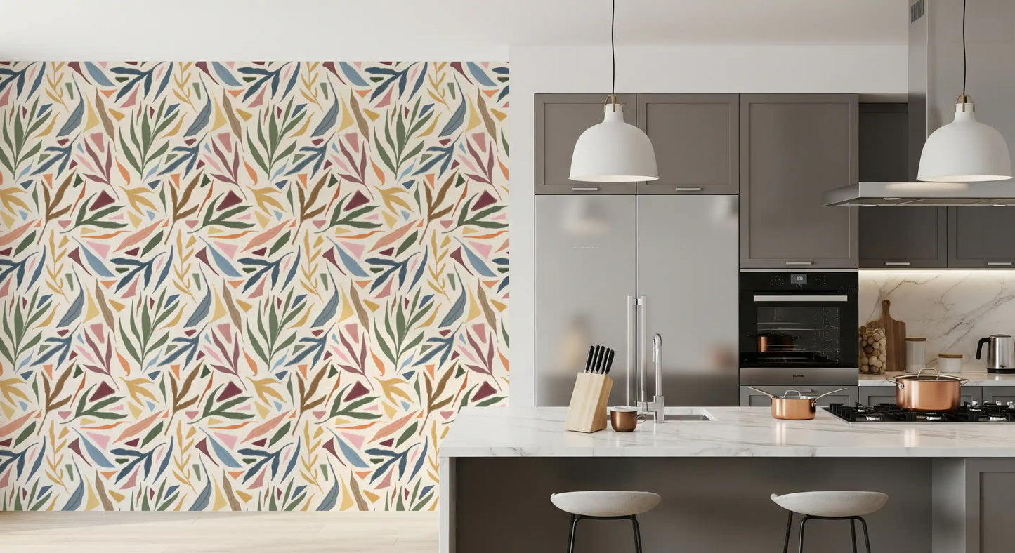 Tropical Painted Collage Wallpaper⁠