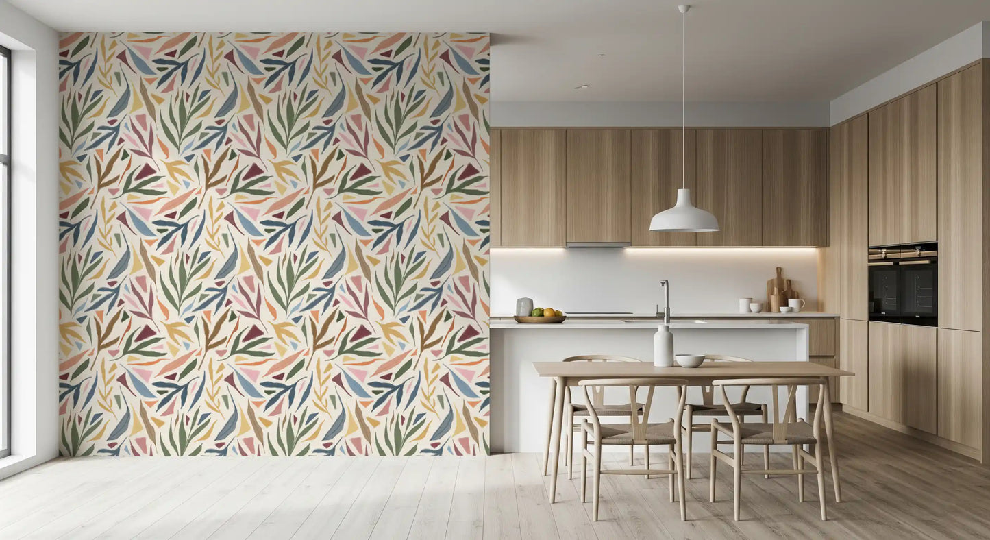 Tropical Painted Collage Wallpaper⁠
