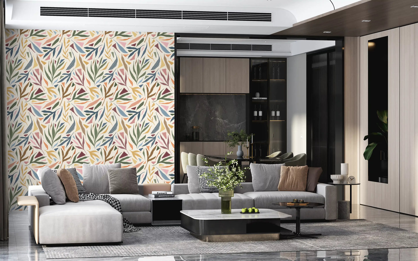 Tropical Painted Collage Wallpaper⁠