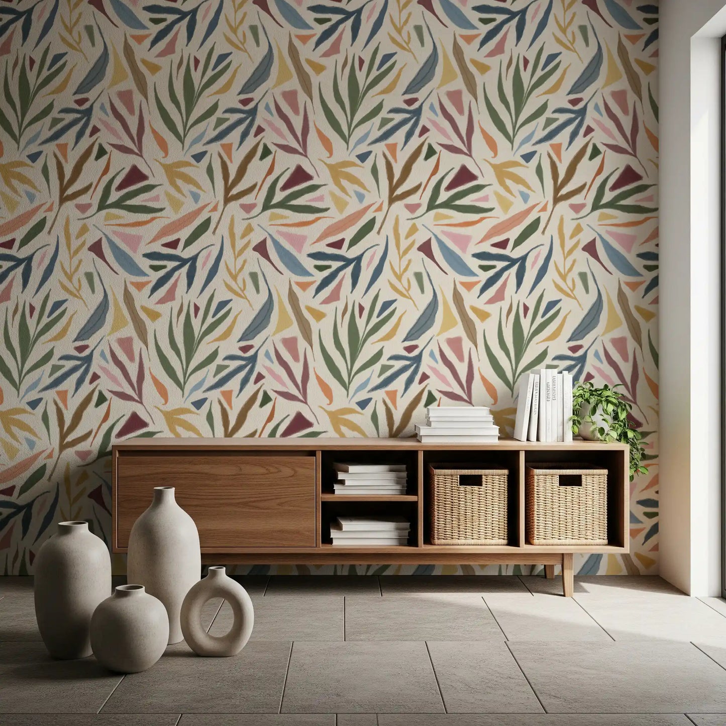 Tropical Painted Collage Wallpaper⁠
