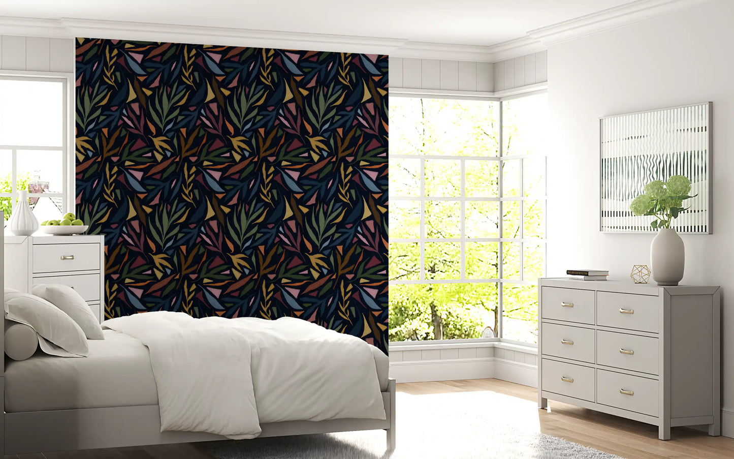 Tropical Painted Collage Dark Wallpaper⁠