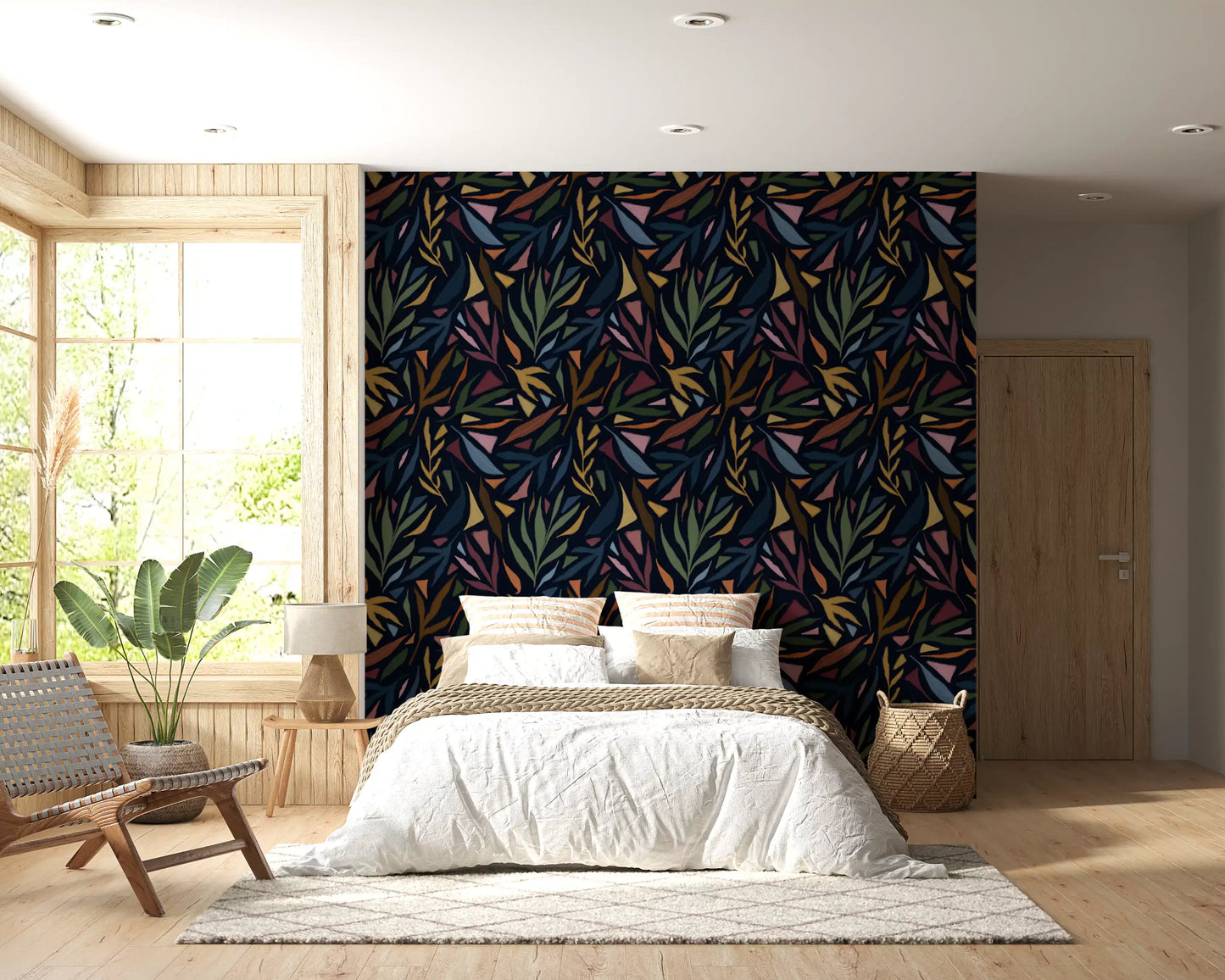 Tropical Painted Collage Dark Wallpaper⁠