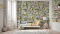 Animal Pattern Wallpaper with earthy tones and cheerful safari artwork