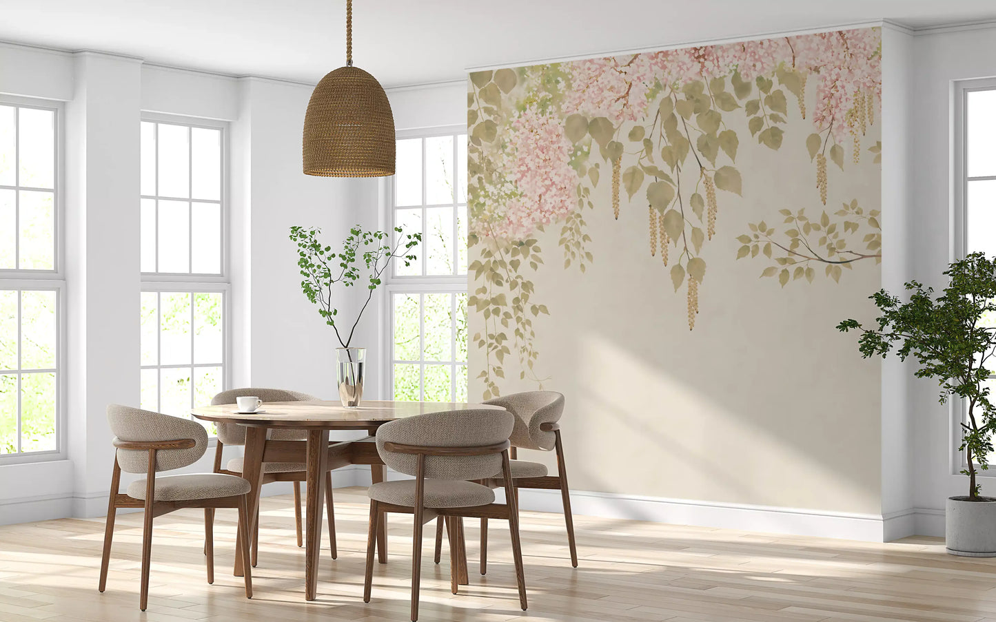 Soft Pink Wisteria Canopy Wall Mural