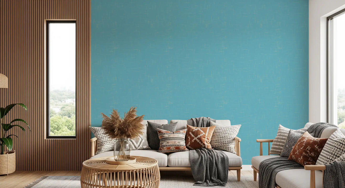 Blue Linen Texture Wallpaper Mid Century Modern Wallpaper⁠