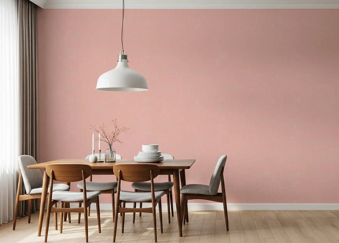 Blush Pink Linen Texture Wallpaper Mid Century Modern Wallpaper⁠